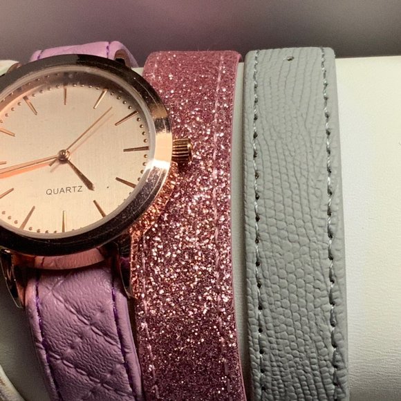 Mixit Womens Watch 5 Interchangeable Straps Barbie Rose Gold Pink Floral Reptile - Picture 4 of 8